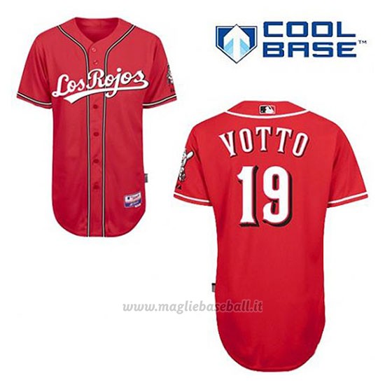 Maglia Baseball Uomo Cincinnati Reds Joey Votto 19 Rosso Los Cool Base